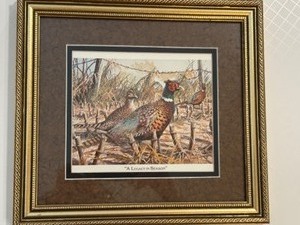 lot 36 image: Vintage 1982 Framed KEN ZYLLA A Legacy In Season MN Pheasant Habitat Stamp Print