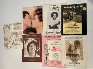 lot 93 image: Vintage Lot of Australian SHEET MUSIC You Light up my Life, Against the wind, Endless Love & More - Qty7