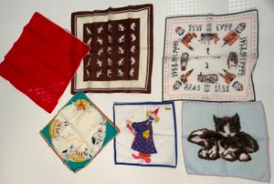 lot 32 image: Vintage Printed Handkerchieves Including Kittens, Happy Birthday, Lily Hecker & More