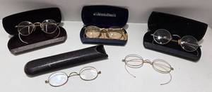 lot 238 image: Collection of Antique Child & Adult Eyeglasses - Qty 5