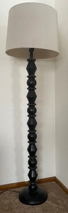 lot 47 image: Black Floor Lamp - Linen Shade
