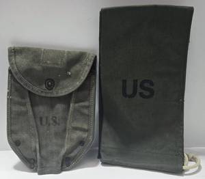 lot 243 image: Vintage 1944 Military Entrenching Shovel & Rifle Covers