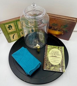 lot 154 image: Hospitality Lot Drink Dispenser - Lazy Susan - Placemats - Cloth Napkins - Cabin Cookbook