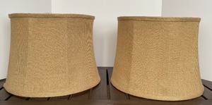 lot 148 image: 2 Burlap Softback Drum LAMP SHADES - Medium