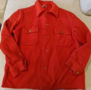 lot 29 image: Vintage 1920s FIELD & STREAM Red Wool Shirt Jacket Celluloid Buttons