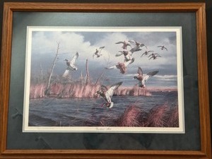 lot 340 image: DAVID MAASS Duck Print Greenhead Alert Artists Proof Limited Edition 448530 Signed, Framed and Matted