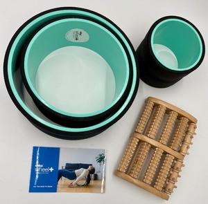 lot 170 image: Chirp Back Neck Massager Roller and Foot Wood Massager - 4 Pieces