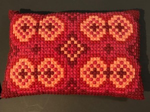 lot 343 image: Vintage 70s Retro NEEDLEPOINT Geometric Decorative PILLOW