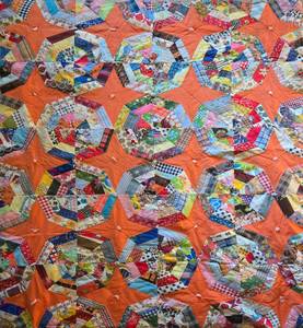 lot 258 image: Vintage Handmade Spider Web Throw Quilt