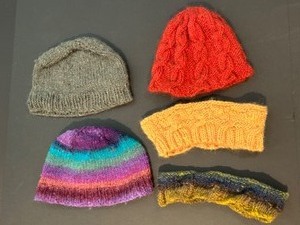 lot 43 image: Handmade Knit Hats, Headbands & Beanies Wool Cashmere Blends - Qty 5