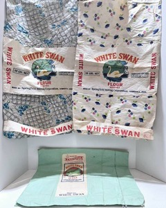 lot 248 image: Vintage WHITE SWAN Fabric Flour Sacks - Qty. 3