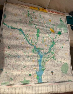 lot 195 image: Vintage 1960s Large Classroom Wall MAP of WASHINGTON DC Metro Area Army Corps Printed