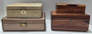 lot 358 image: Vintage FARRINGTON & LANE Jewelry Boxes  Wood Box from Red Wing, MN - Qty 4