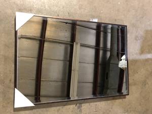 lot 19 image: Rhodes 36 in. x 24 in. Classic Rectangle Framed Bronze Wall Accent Mirror by Kate and Laurel   Customer Returns See Pictures