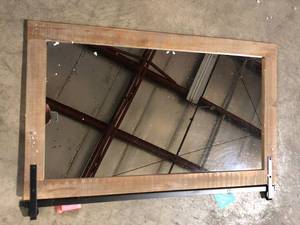 lot 25 image: Kate and Laurel Cates 24 in. x 40 in. Classic Rectangle Framed Rustic Brown Wall Accent Mirror Customer Returns See Pictures