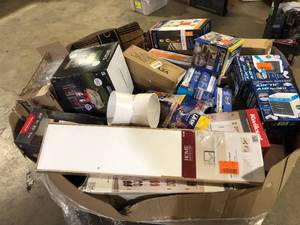 lot 33 image: Gaylord of Assorted Tools, Hardware, and General Merchandise  Various Models and Conditions     Customer Returns See Pictures