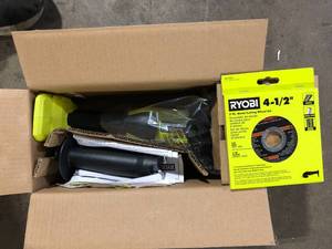 lot 42 image: RYOBI ONE HP 18V Brushless Cordless 4-12 in. Angle Grinder (Tool Only)   Customer Returns See Pictures
