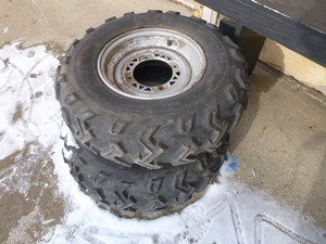 2 Excavator Duro 4-Wheeler Tires on 4 Hole Rims