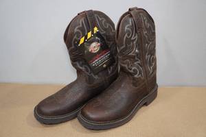 lot 33 image: Justin Western Stampede Work Boots  -Size 9.5D