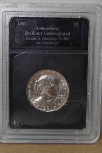 lot 169 image: Authenticated 1981 Susan B Anthony Dollar Coin