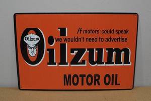 lot 174 image: Novelty Metal Sign -Oilzum Motor Oil