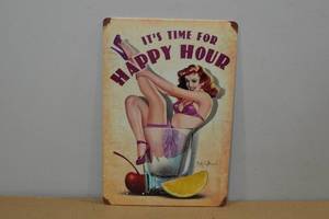 lot 181 image: Novelty Metal Sign -Happy Hour