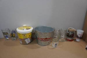 lot 209 image: Assorted Barware -Mugs, Glasses, Ice Buckets