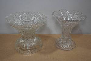 lot 222 image: West Morland Leaded Glass Compote & Paddle Wheel