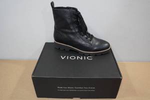 lot 231 image: Vionic Lani Lace-Up Pebbled Leather Womens Boots -Size 7.5