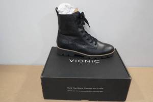 lot 235 image: Vionic Lani Lace-Up Pebbled Leather Womens Boots -Size 9.5