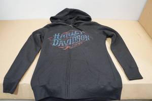 lot 262 image: Harley Davidson Zip-Up Hooded Sweatshirt -Small