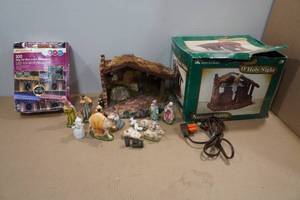 lot 313 image: O Holy Night Nativity Scene and Icicle Style Lights