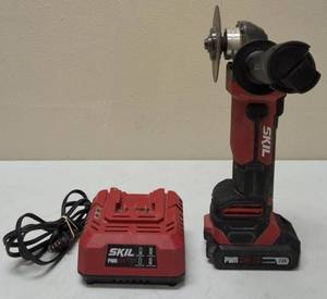 lot 52 image: SKIL  (1) Max 4 12 20V Angle Grinder (1) SKIL  PWRCore 20 Charger (1) SKIL  PWRCore 20 Lithium 2 Ah Battery