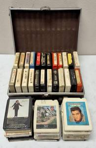 lot 55 image: Collection of Vintage 8 Track Tapes & (1) Carry Case (See Photo)