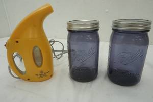 lot 295 image: vintage steamer and qt. Ball mason jars 2ct - purple glass