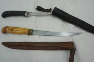 lot 329 image: fillet knives and sheaths lot