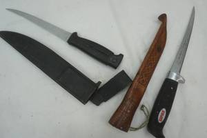 lot 331 image: fillet knives and sheaths lot