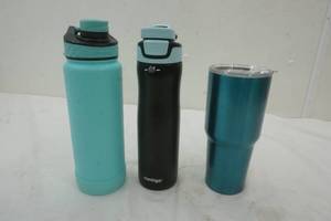 lot 422 image: stainless coffee mugswater bottles. Contigo. Built. Manna