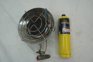 lot 459 image: Sunflower Mr. Heater and a propane tank