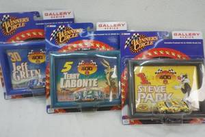 lot 8 image: Framed art and scale car, die cast, lot of three