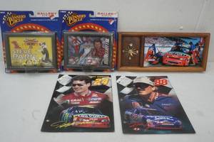 lot 50 image: DuPont racing plaque and clock, Gallery series frames and die cast cars and racing folders