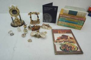 lot 56 image: Vintage lot, book, shells, Aundo quartz clock-West Germany