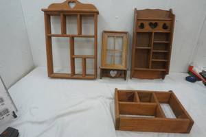 lot 62 image: Wood shelves, lot of four