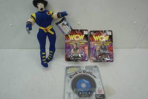 lot 28 image: WWC, X Men figurine and Rock n Rollers die cast car
