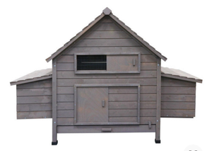 lot 18 image: Cluck Hut Grey Stained Wooden Chicken Coop (3-5 Chickens)  - PC108