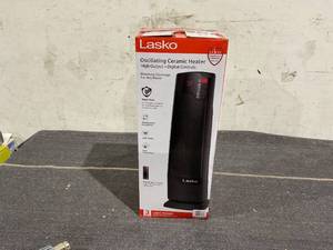 lot 107 image: Lasko 1500W Cyclonic Ceramic Console Electric Space Heater with Timer, CC24925, Black