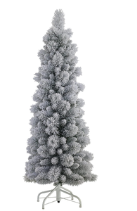 lot 122 image: 4.5 ft Pre-Lit Flocked Portland Pine Pencil Tree