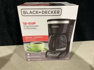 lot 306 image: BLACKDECKER 12-Cup Digital Coffee Maker, Programmable, Washable Basket Filter, Sneak-A-Cup, Auto Brew, Water Window, Keep Hot Plate
