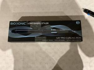lot 349 image: Bio Ionic Long Barrel Styler 1.25, Curling Iron with Moisture Heat Technology & NanoIonic MX