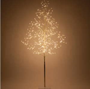 lot 127 image: Wintergreen Lighting 5 ft Lighted Tree Decoration with Gold Branches, 570 Warm White Fairy Lights, Fairy Light Tree